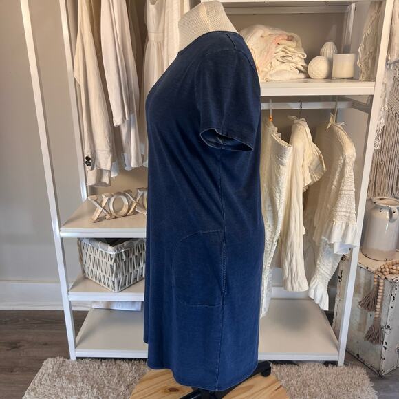PureJill Women's Size L Blue T Shirt Dress, tunic with size pockets #2989 - Picture 2 of 8